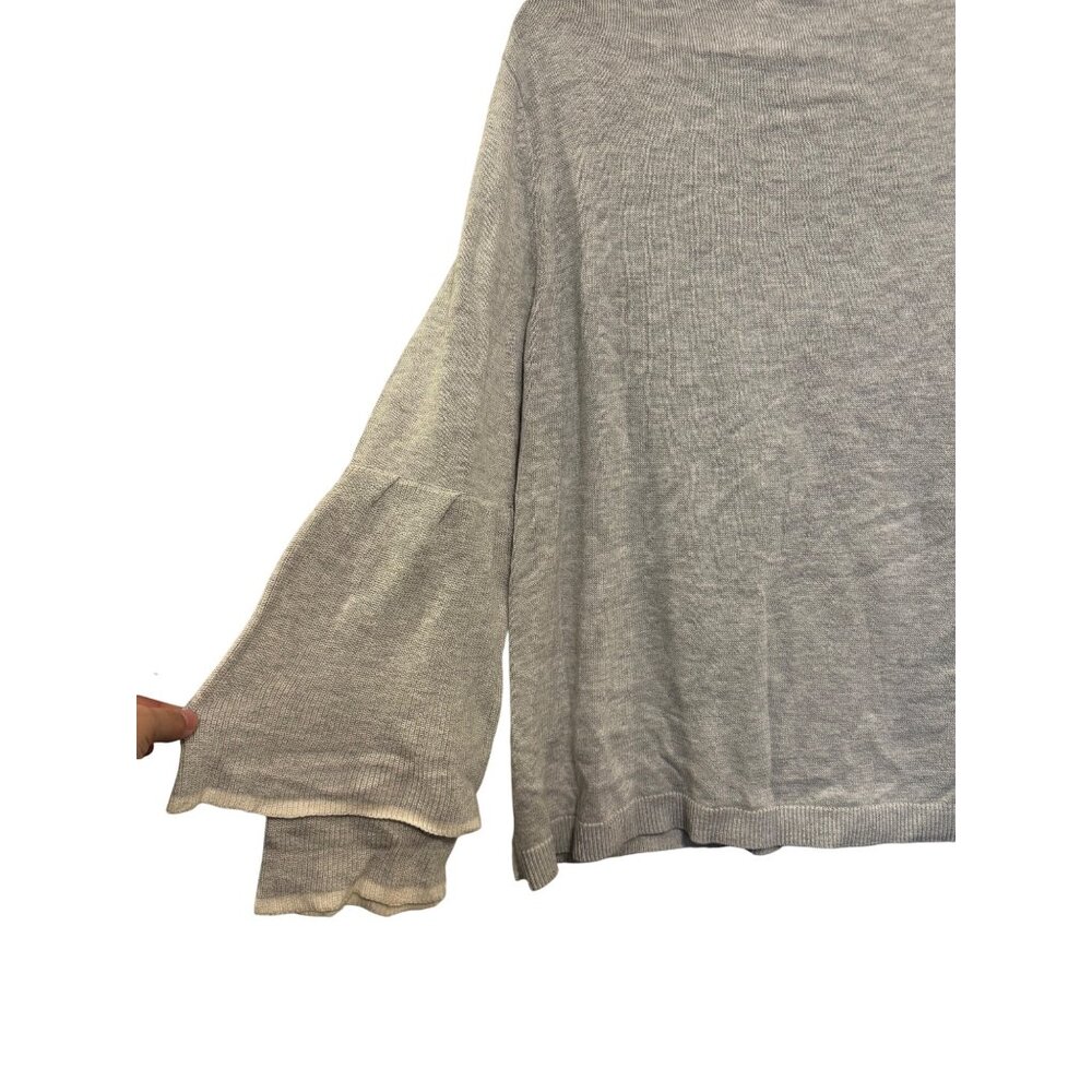 Style & Co Petite Light Grey Bell Sleeve Knit Sweater Winter Blush Soft Comforta - Picture 8 of 8